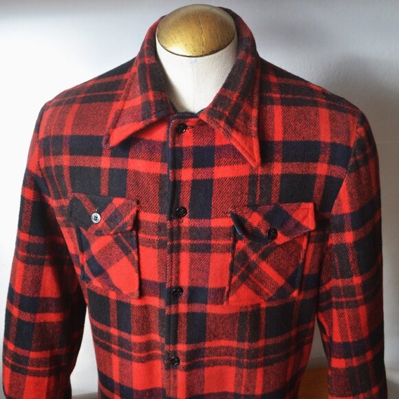 Wool CPO Jacket/ Plaid Shirt Jacket/ Man Made Fur Lining/ Vintage Hunting Jacket - Picture 6 of 10